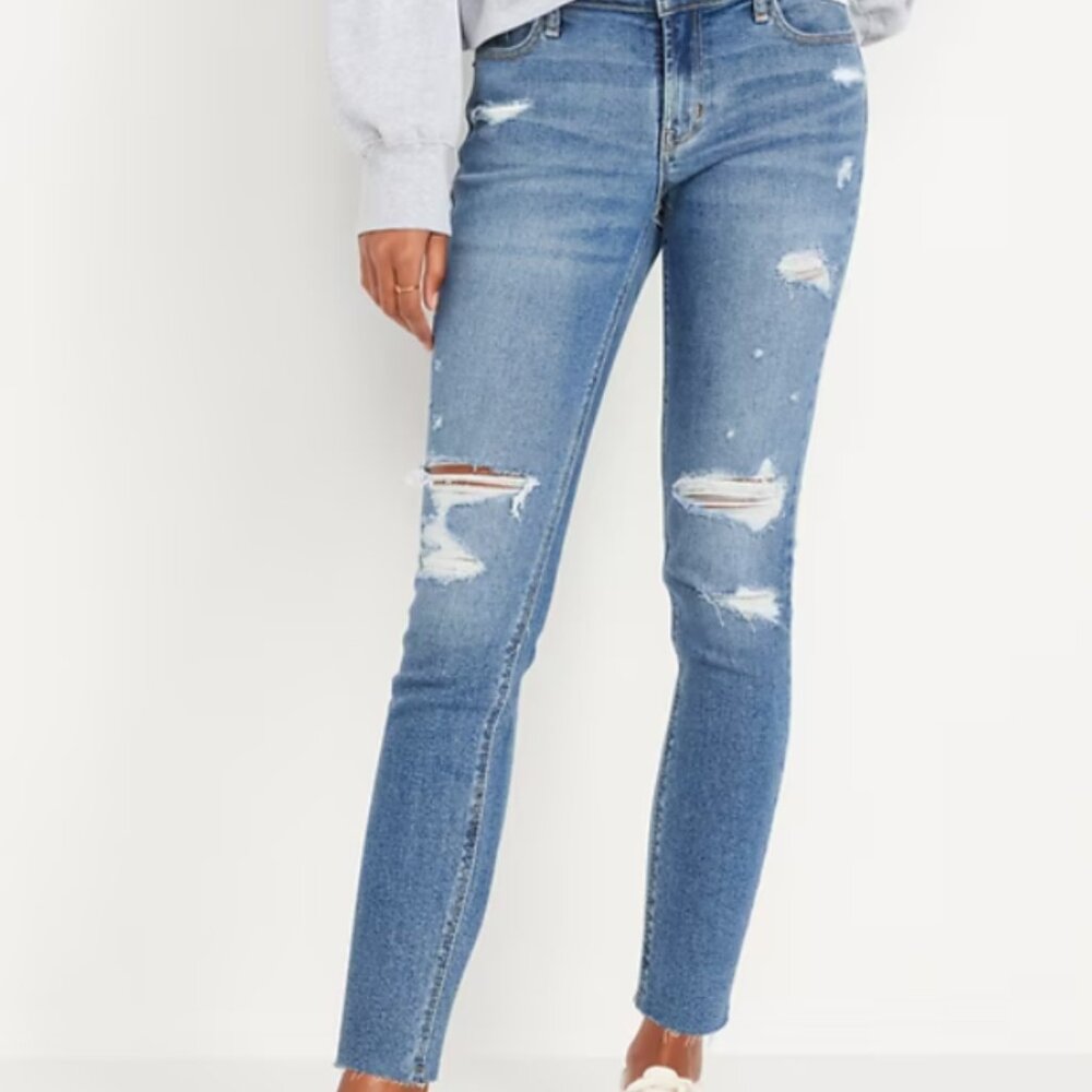 Old Navy Size 10 Distressed Rockstar Super Skinny Blue Jeans